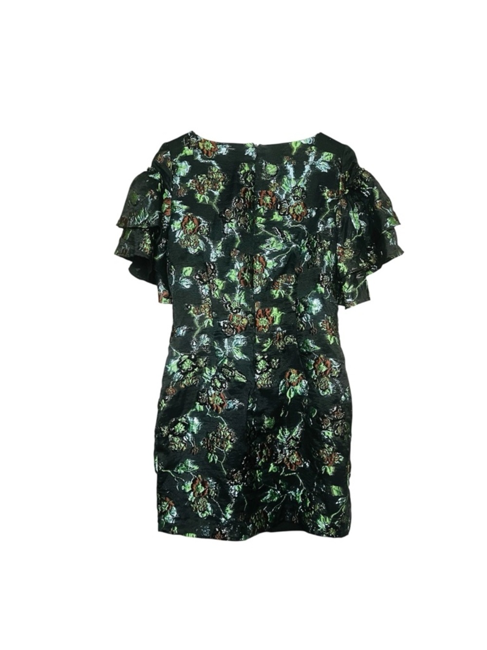 Badgley Mischka Metallic Floral Mini Dress SZ 4 Whimsygoth Party Wedding - Picture 2 of 8